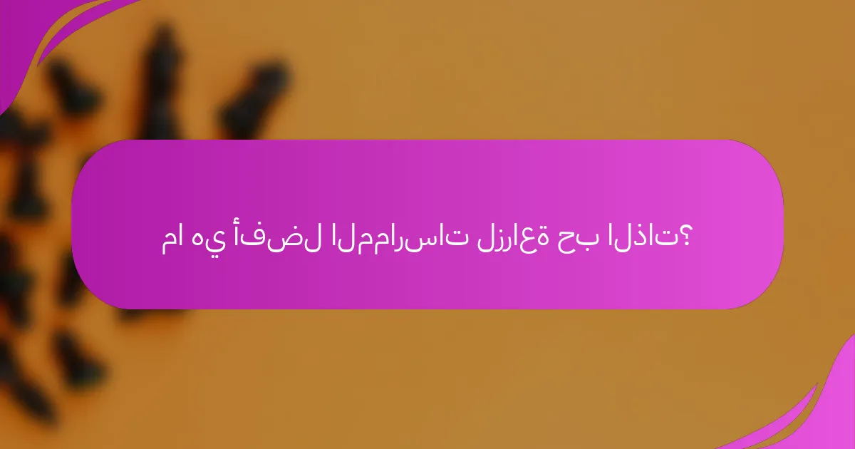 ما هي أفضل الممارسات لزراعة حب الذات؟